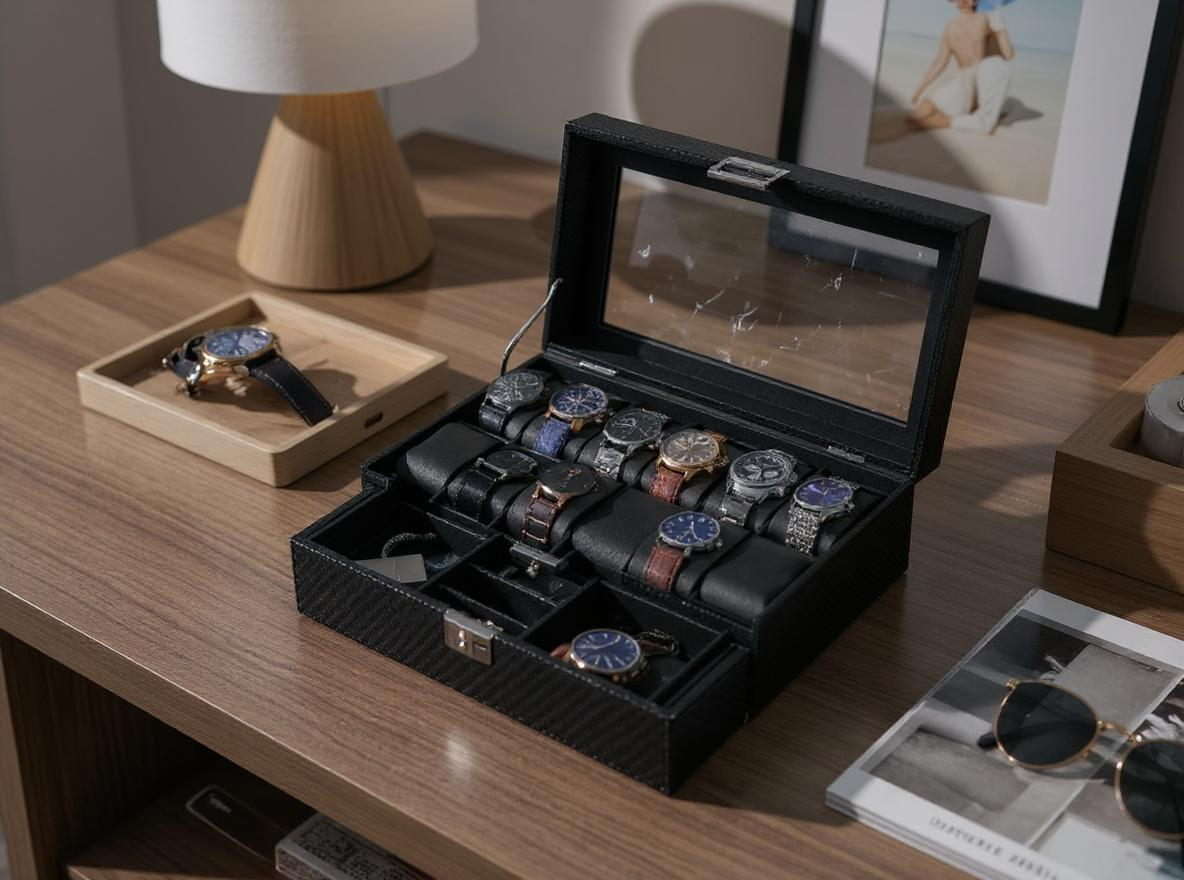 Carbon fiber watch box 2 Tier